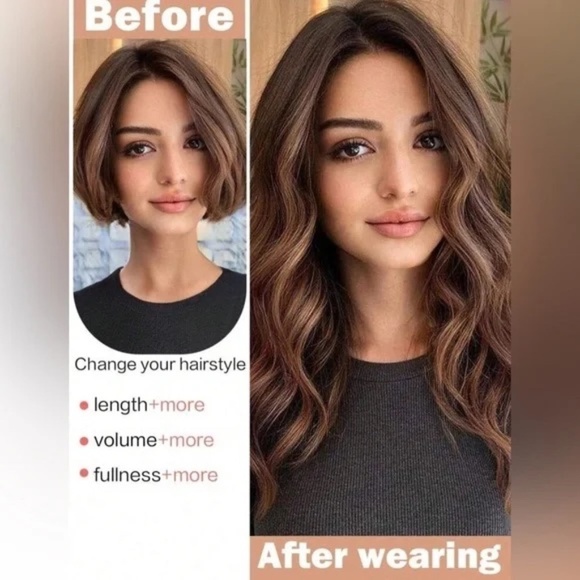 Copper Brown 22 In Clip in Hair Extensions - Picture 4 of 6